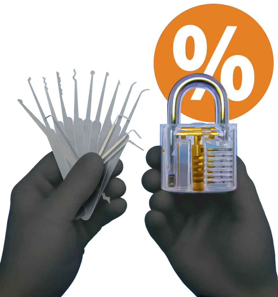 LPXS 15 lockpick set met doorzichtig hangslot aanbieding
